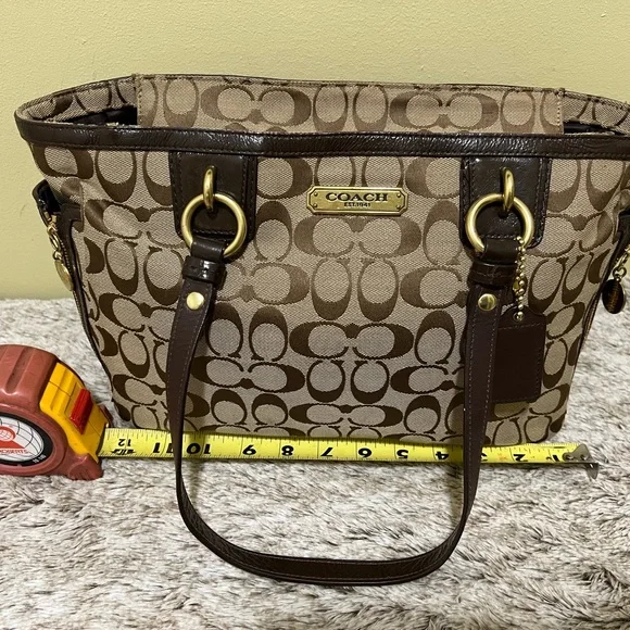 SOLD - Coach Gallery Signature Zip Khaki Mahogany Tote - Picture 6 of 10